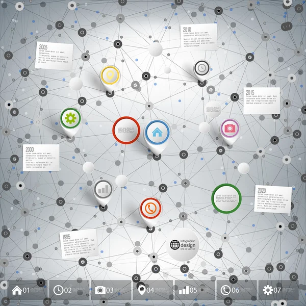 Инфографическая сеть с указателями для бизнеса, вектор шаблонов — стоковый вектор