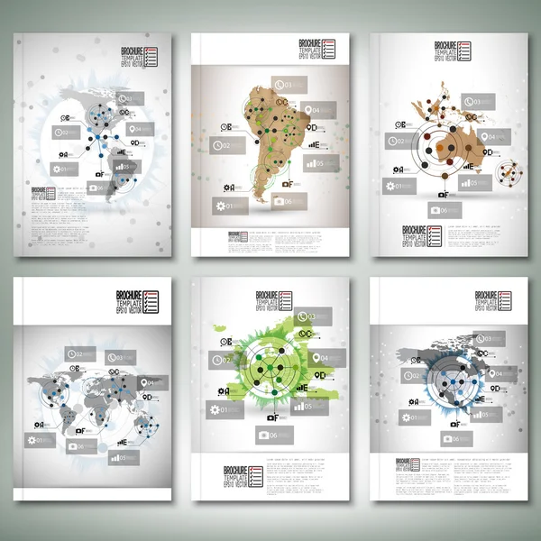 Cartes du monde, infographie. Brochure, dépliant ou rapport pour les entreprises, vecteur de modèles — Image vectorielle