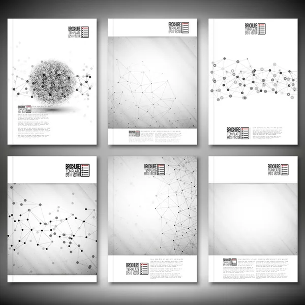 Estructura molecular, red de interconexión. Folleto, folleto o informe para el negocio, vector de plantilla — Vector de stock