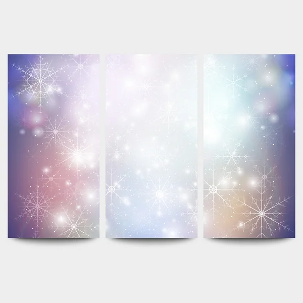 Fundos de inverno com flocos de neve. Design de inverno abstrato e modelos de site, vetor de padrão abstrato — Vetor de Stock