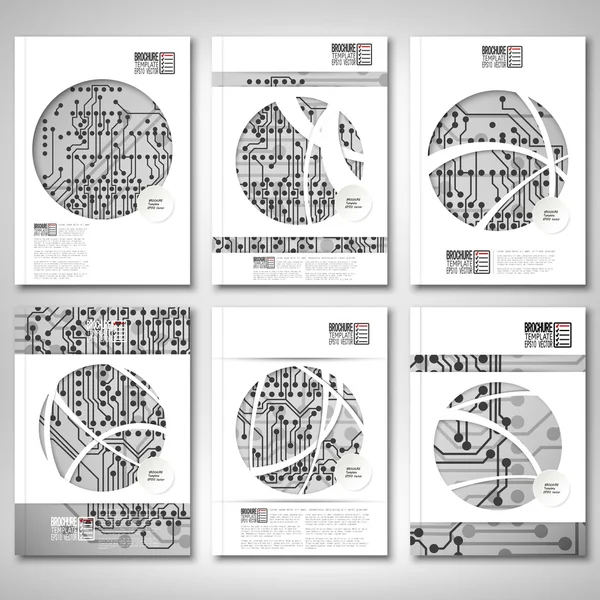 Circuito electrónico, fondo de microchip. Folleto, folleto o informe para el negocio, vector de plantilla — Vector de stock