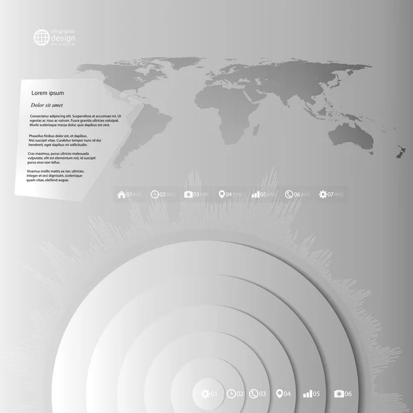 Infographic 벡터 템플릿 비즈니스 디자인에 대 한 관점에서 세계 지도 — 스톡 벡터