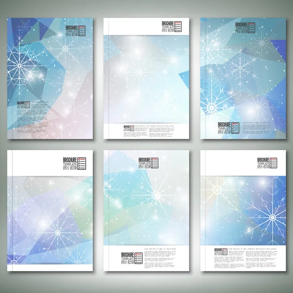 Fondo abstracto de diseño invernal con copos de nieve. Folleto, folleto o informe para empresas, plantillas vector — Vector de stock