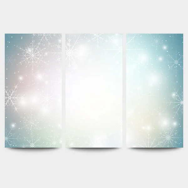 Fundos de inverno com flocos de neve. Design de inverno abstrato e modelos de site, vetor de padrão abstrato — Vetor de Stock