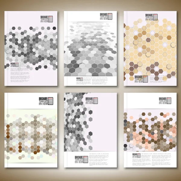 Fondos geométricos, patrones hexagonales abstractos. Folleto, folleto o informe para empresas, plantillas vector — Archivo Imágenes Vectoriales