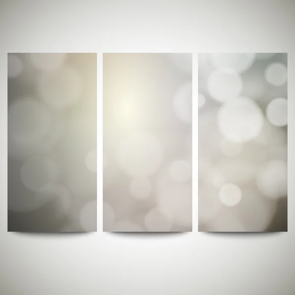 Wazig achtergronden instellen met bokeh effect. Abstracte banners instellen, sjabloon vector — Stockvector