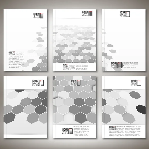 Fondos geométricos, patrones hexagonales abstractos. Folleto, folleto o informe para empresas, plantillas vector — Archivo Imágenes Vectoriales