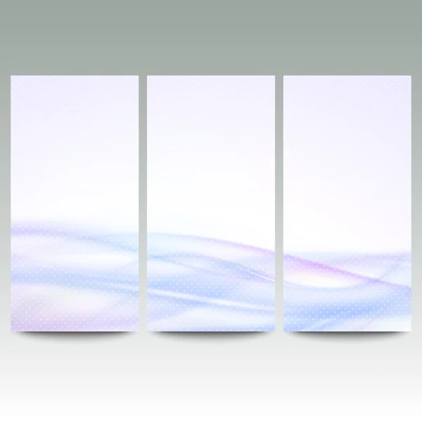 Ensemble de bannières bleues abstraites, design vectoriel ondulé — Image vectorielle