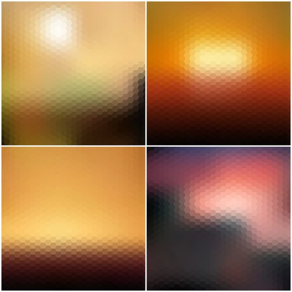 Vector blurred hexagonal backgrounds set with sea landscape — Stock Vector