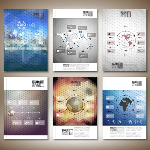 Vetores infográficos de design hexagonal. Folheto, folheto ou relatório para empresas, templates vector — Vetor de Stock