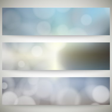 Bulanık arka planlar bokeh etkisi ile ayarlayın. Soyut afiş hazır, şablon vektör