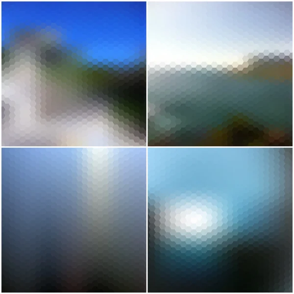 Blur landscape vector backgrounds. Blurred hexagonal backgrounds set — Stock Vector