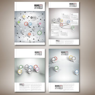 Zaman çizelgesi, soyut ağ ve işaretçi işaretleri ile dünya haritası. Broşür, el ilanı ya da rapor iş, şablon vektör için