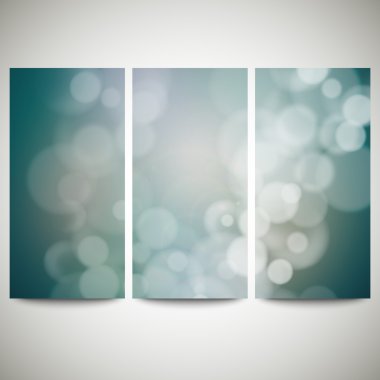 Bulanık arka planlar bokeh etkisi ile ayarlayın. Soyut afiş hazır, şablon vektör