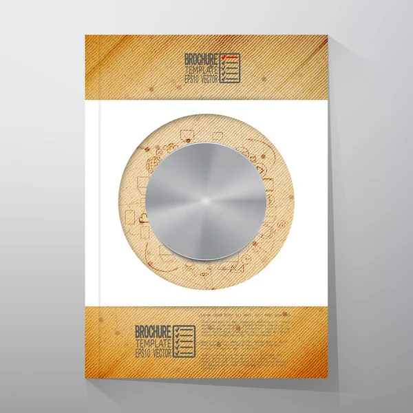 Botón de metal. Folleto, folleto o informe para el negocio, vector de plantilla — Archivo Imágenes Vectoriales