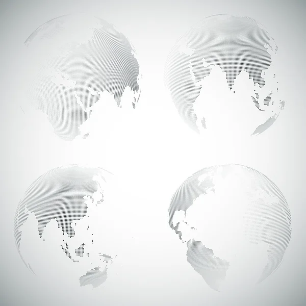 Ensemble de globes du monde en pointillés, illustration vectorielle de conception légère — Image vectorielle