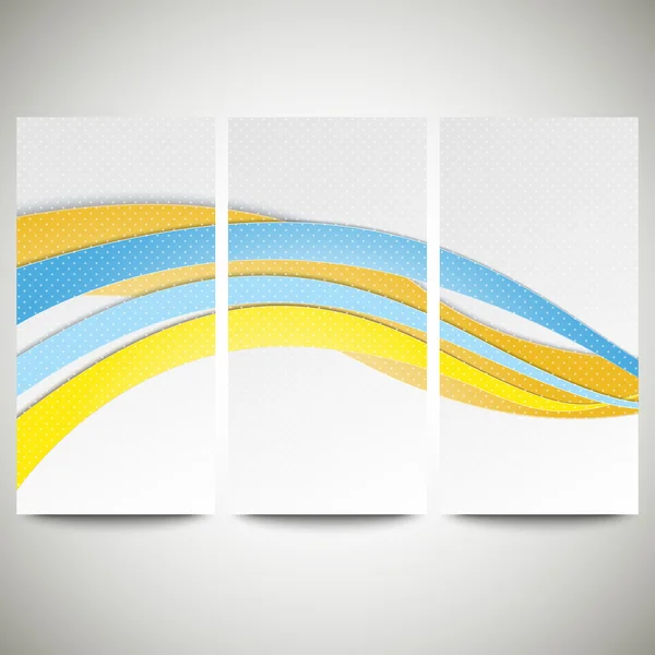 Conjunto de folhetos abstratos, desenho de vetor de onda — Vetor de Stock