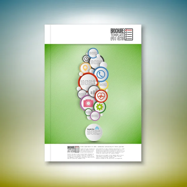 Signo de exclamación. Infografía con círculos de colores. Folleto, folleto o informe para el negocio, vector de plantilla — Vector de stock