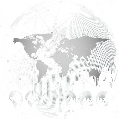 Dünya Haritası noktalı Küre, ışık tasarımı vektör çizim ile