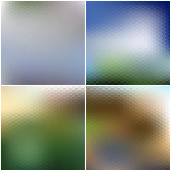 Vector set of nature blurred hexagonal unfocused backgrounds — Stock Vector