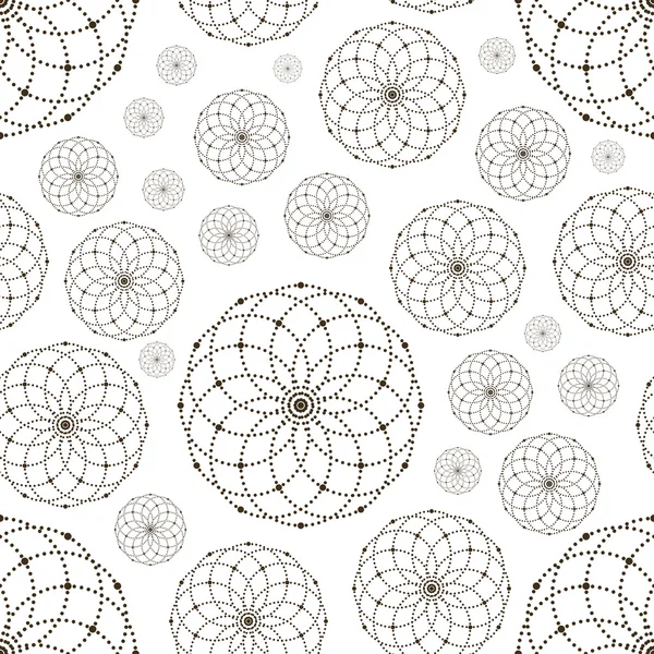 Pontozott varrat nélküli mintát körök és a csomópontok. Ismétlődő modern stílusos geometriai háttér. Egyszerű absztrakt monokróm vektor textúra — Stock Vector