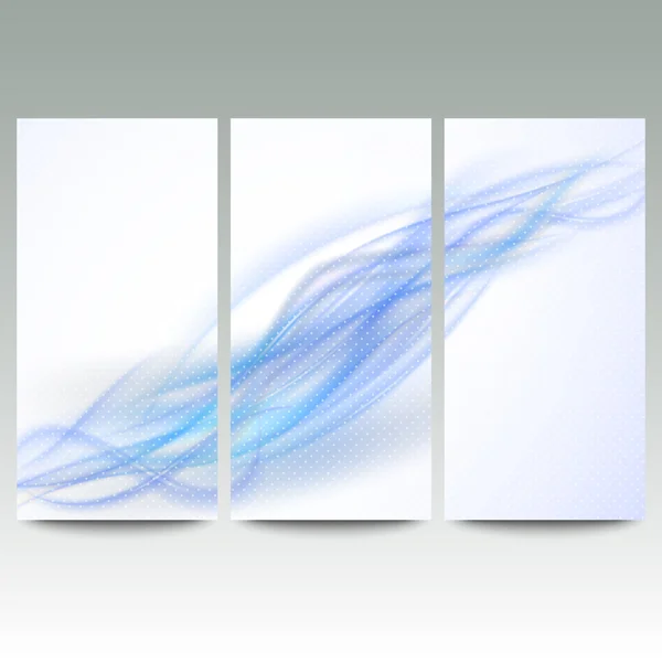 Ensemble de bannières bleues abstraites, design vectoriel ondulé — Image vectorielle