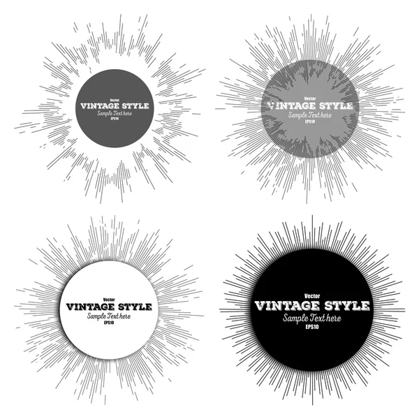 Set of vintage style star burst, retro elements for your design, vector banners — Stock Vector