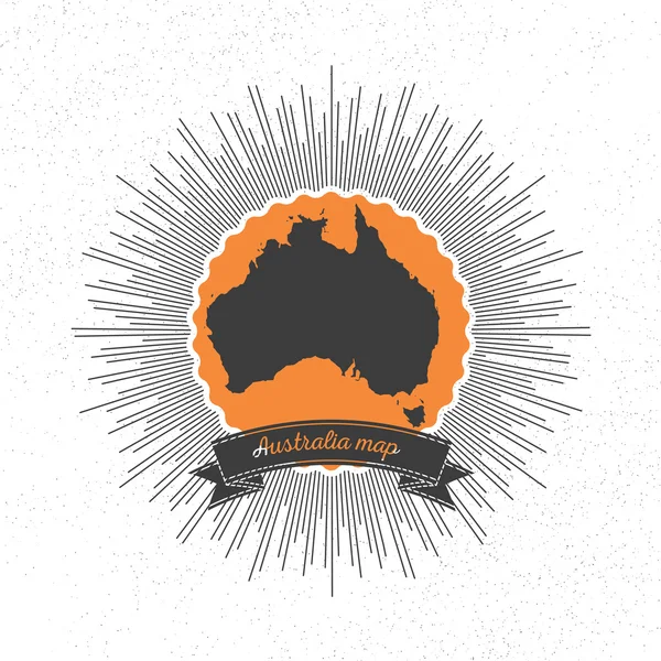 Карта Австралии со звездой в винтажном стиле, ретро элемент для вашего дизайна — стоковый вектор