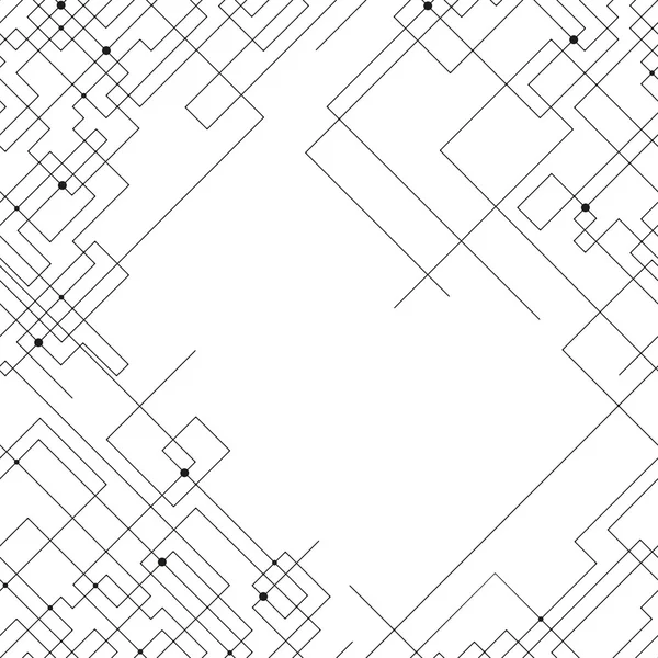 Bağlantılı çizgiler ve noktalar ile Seamless modeli. Modern şık geometrik arka plan yinelenen. Basit siyah tek renkli vektör doku — Stok Vektör