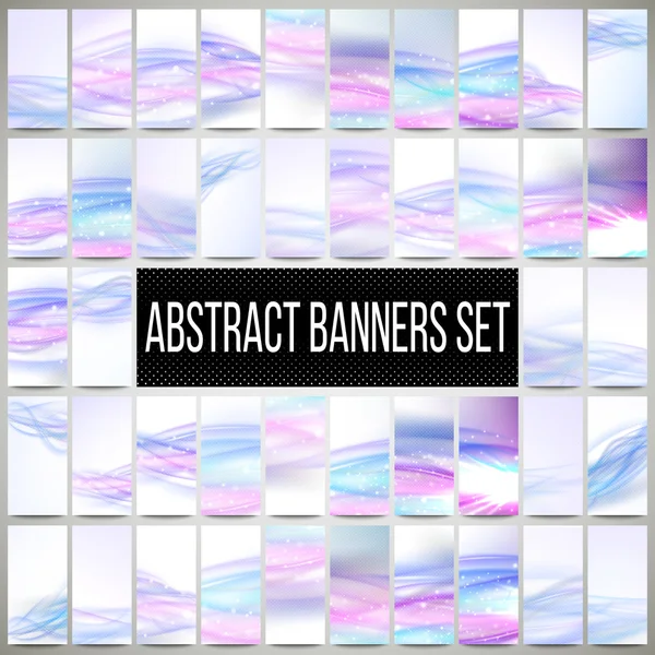 Abstract blue banners set, wave vector design — Stock Vector