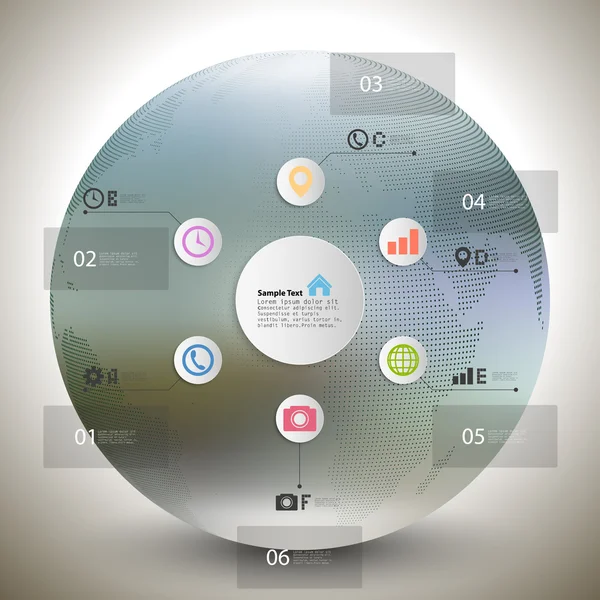 Patrón infográfico abstracto con globo mundo punteado para los negocios, vector de fondo borroso — Archivo Imágenes Vectoriales