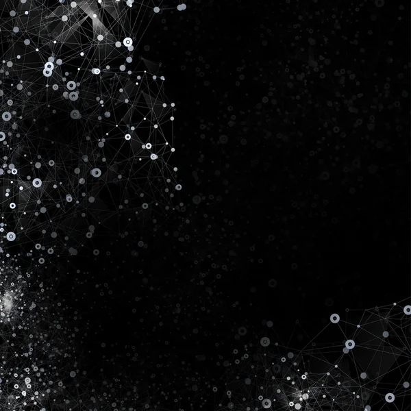 Structure moléculaire, fond noir pour la communication, illustration vectorielle scientifique — Image vectorielle