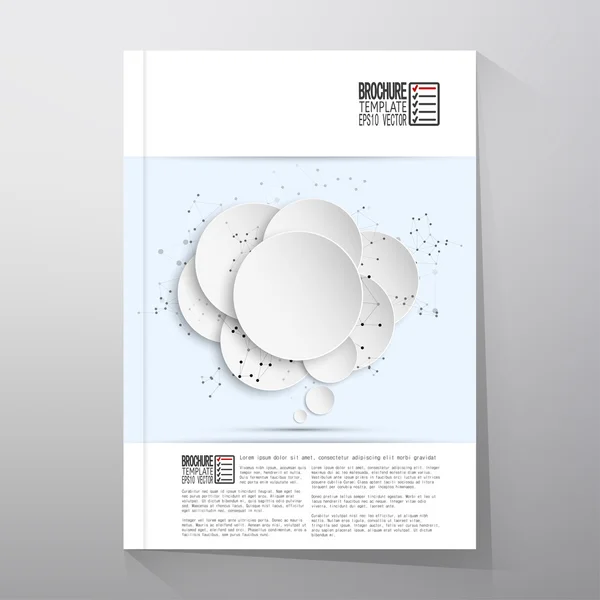 Antecedentes abstractos de la burbuja del habla de papel con la red social. Folleto, folleto o folleto para el negocio, vector de plantilla — Vector de stock