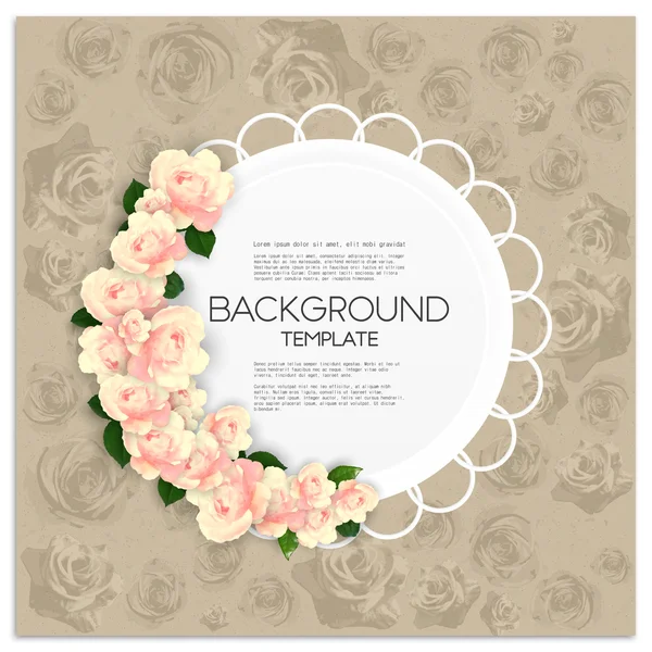 Invitation card with place for text and pink flowers over canvas texture. Vector illustration — Stock Vector