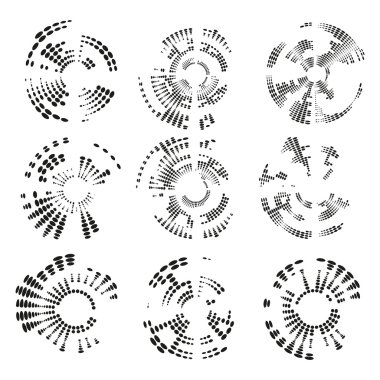 Tasarımınız için daire yarım ton vektör öğeleri kümesi