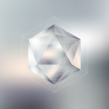Yansıma, arka plan bulanık, vektör çizim minimalist geometrik model kristal logosuna desenle çokgen