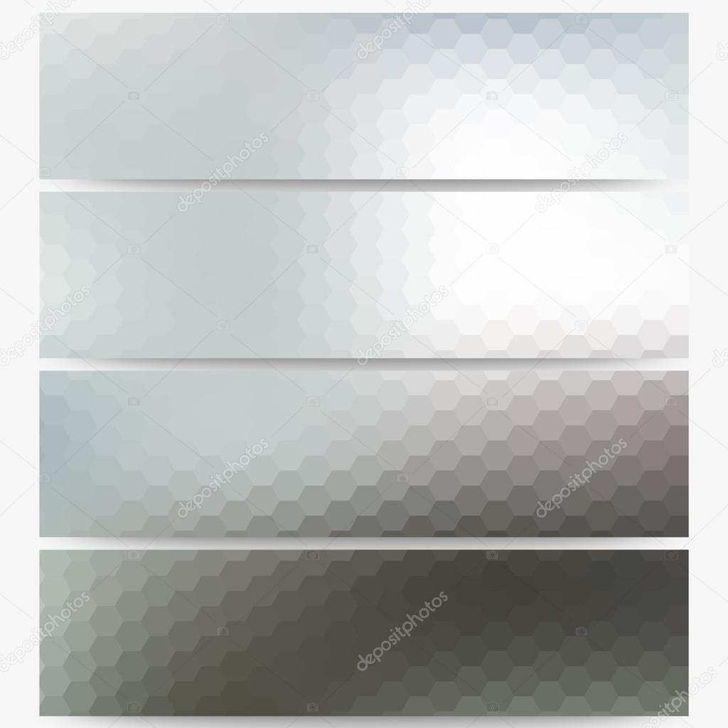 Abstract hexagonal headers set, blurred design vector