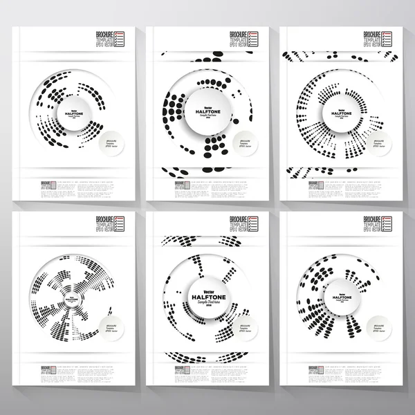 Arrière-plans numériques avec des éléments demi-tons circulaires. Brochure, dépliant ou rapport pour entreprise, vecteur de gabarit — Image vectorielle