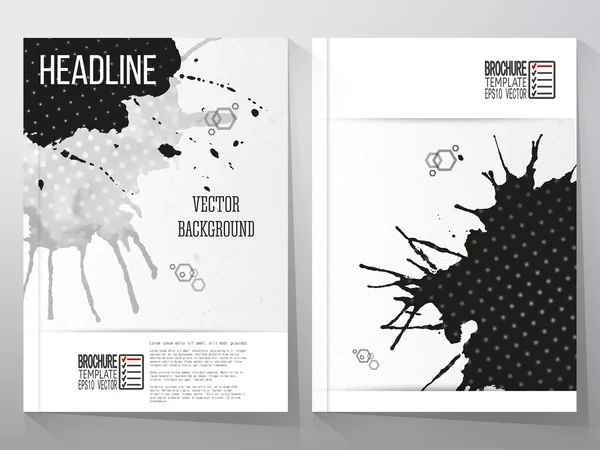 Astratto disegnato a mano macchiato sfondo grigio-nero con luogo vuoto per il messaggio di testo, illustrazione stile grunge. Brochure o volantino modello vettoriale — Vettoriale Stock