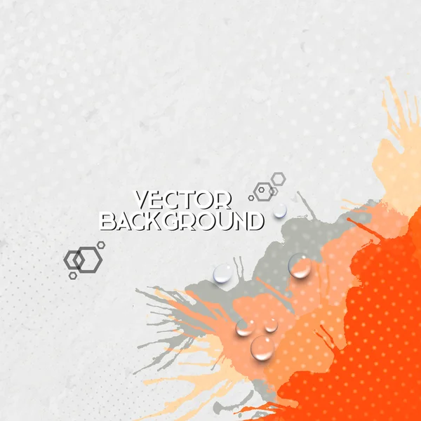 Abstrait dessiné à la main fond gris-orange tacheté avec place vide pour message texte, illustration vectorielle de style grunge — Image vectorielle