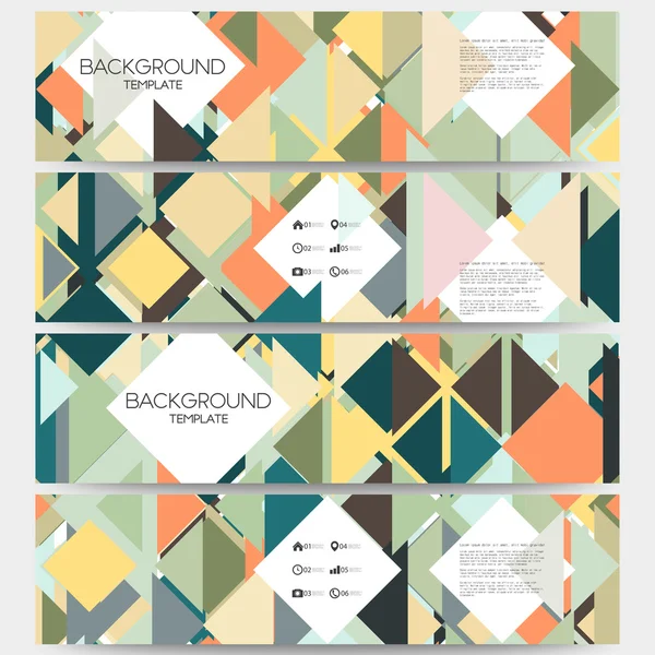 Abstracte gekleurde achtergronden met plaats voor tekst, driehoek ontwerp vector. Web banners collectie, abstracte koptekst lay-outs, vector illustratie sjablonen — Stockvector