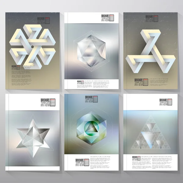 Unreal impossible geometric figures, polygon patterns with reflections. Brochure, flyer or report for vector business templates — Stok Vektör