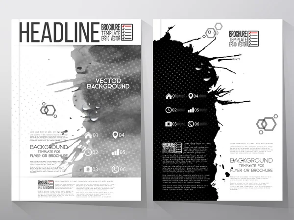 Abstrakte handgezeichnete Aquarell grau-schwarz Hintergrund mit leerem Platz für SMS, Grunge-Stil Illustration. Broschüre oder Flyer-Vektorvorlage — Stockvektor