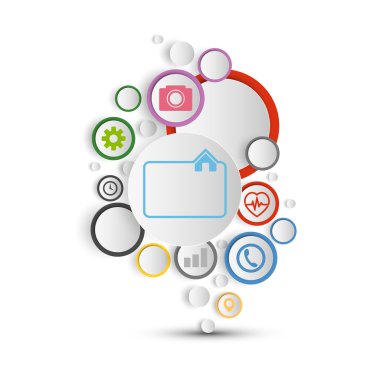 Infographic iş vektör şablonu için renkli daireler ile