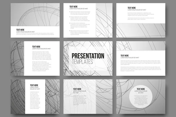 Conjunto de 9 plantillas de vectores para diapositivas de presentación. Conceptual fondo científico abstracto, diseño minimalista — Vector de stock