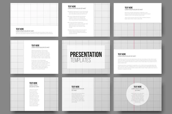 Set of 9 vector templates for presentation slides. School exercise book, education background — Stockový vektor