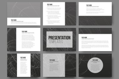 Set of 9 templates for presentation slides. Conceptual abstract scientific background, minimalistic design