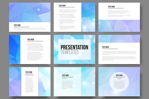 9 vektör şablonları sunma kaymak için ayarlayın. Soyut üçgen tasarım arka plan.