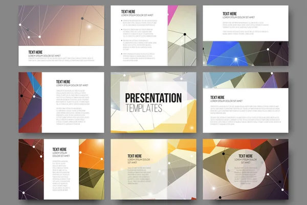 Conjunto de 9 plantillas de vectores para diapositivas de presentación. Fondo de color abstracto, ilustración de diseño de triángulo . — Vector de stock