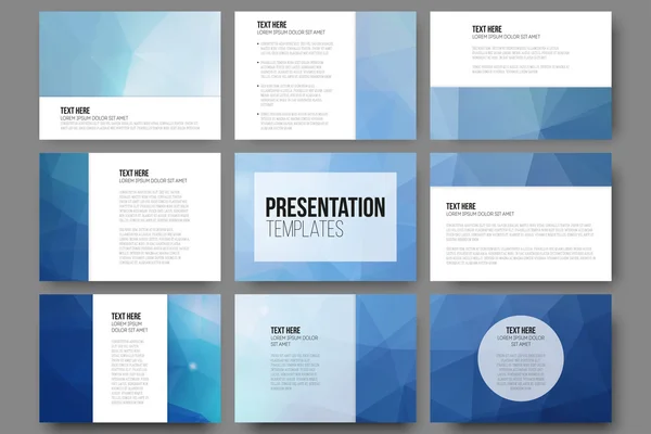 9 vektör şablonları sunma kaymak için ayarlayın. Soyut üçgen tasarım arka plan.